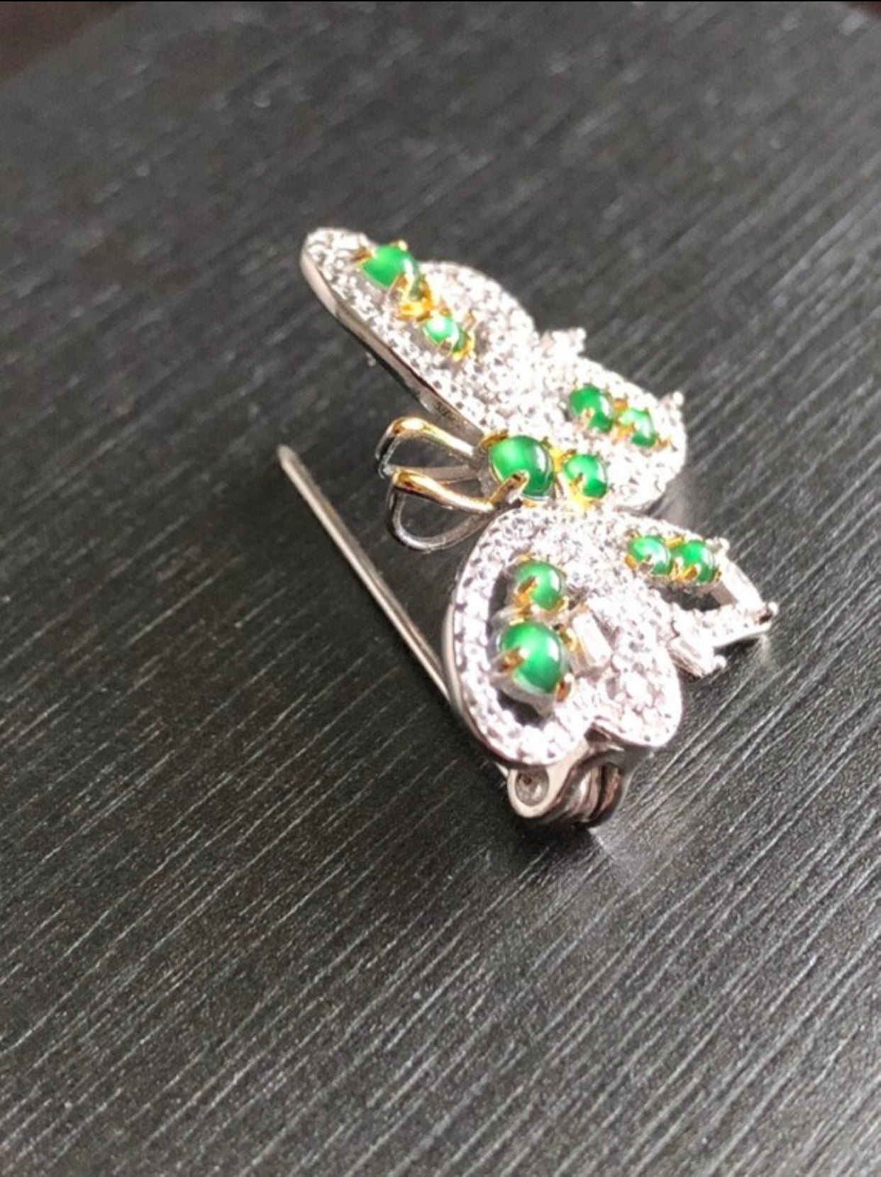 Sterling Silver Butterfly Brooch Pendant, Jadeiet Jade Brooch or Pendant, Multipurpose pendant
