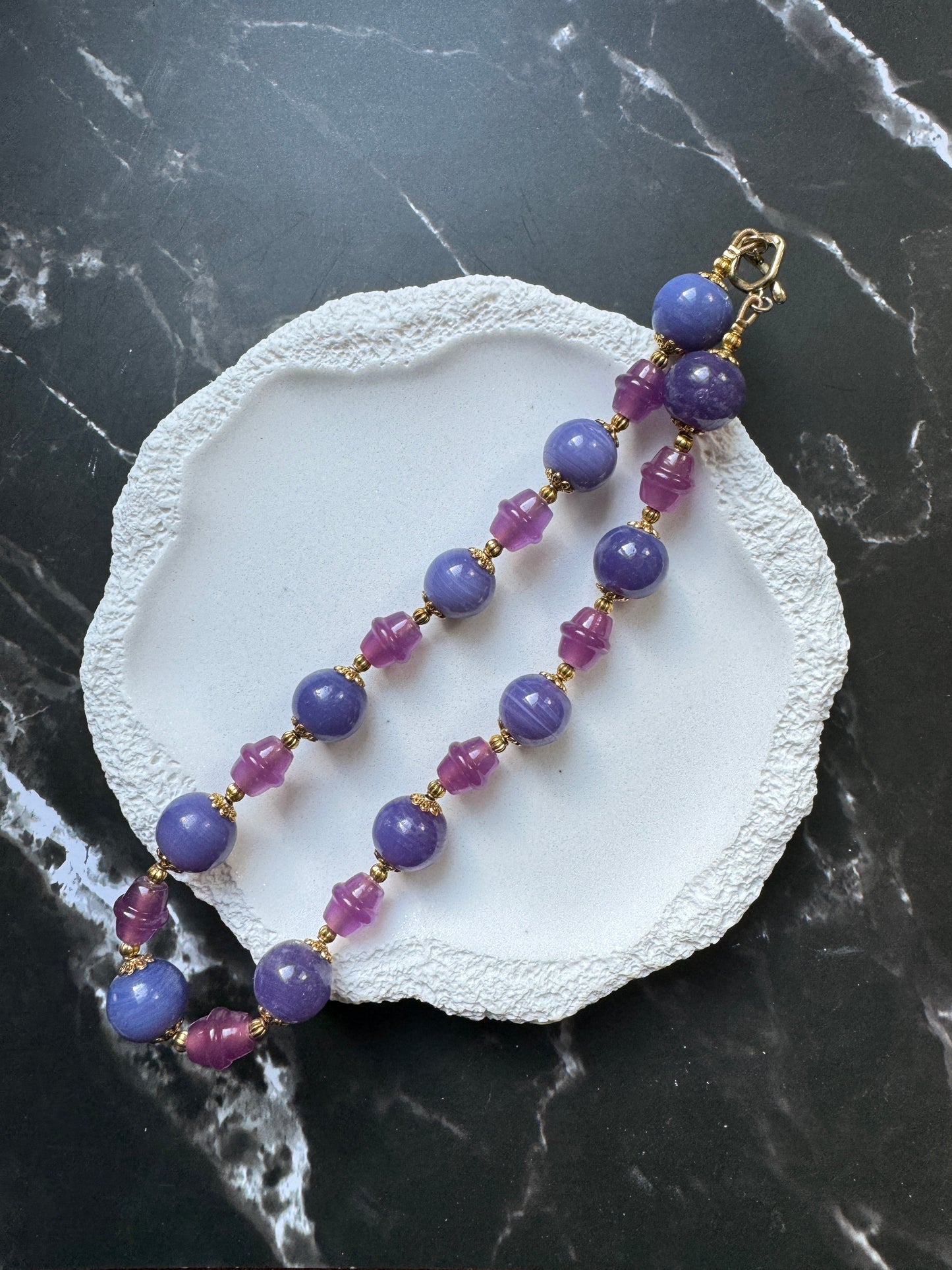 Purple Round Glass Beads Necklace