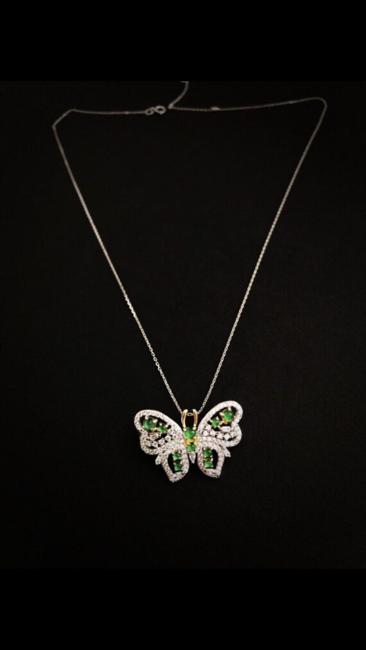 Sterling Silver Butterfly Brooch Pendant, Jadeiet Jade Brooch or Pendant, Multipurpose pendant