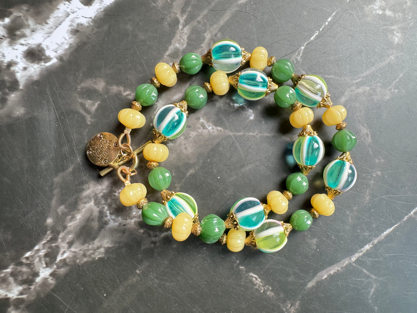 Green Ballons Glass Beads Necklace