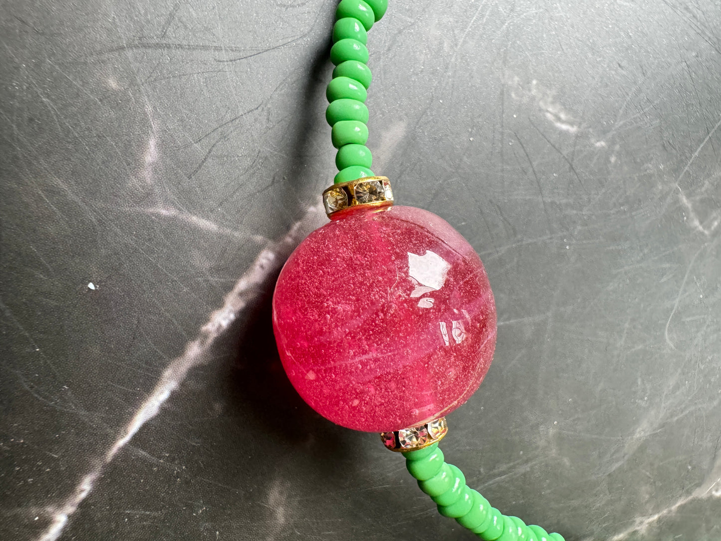 Giant Red Glass Beads Necklace