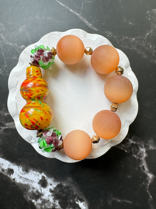 Orange HuLu Cat-eyes Glass Beads Bracelet