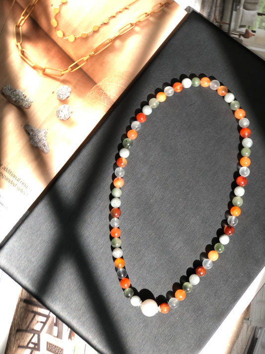 Colorful 8mm+ Bead Rutile Quartz Necklace 45cm