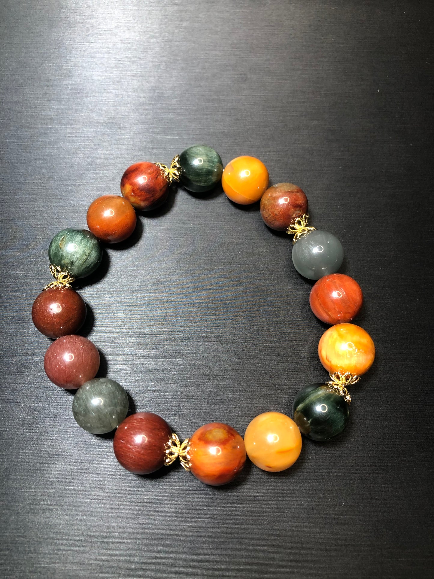 12mm+ Colorful Rutile Quartz Bead Bracelet