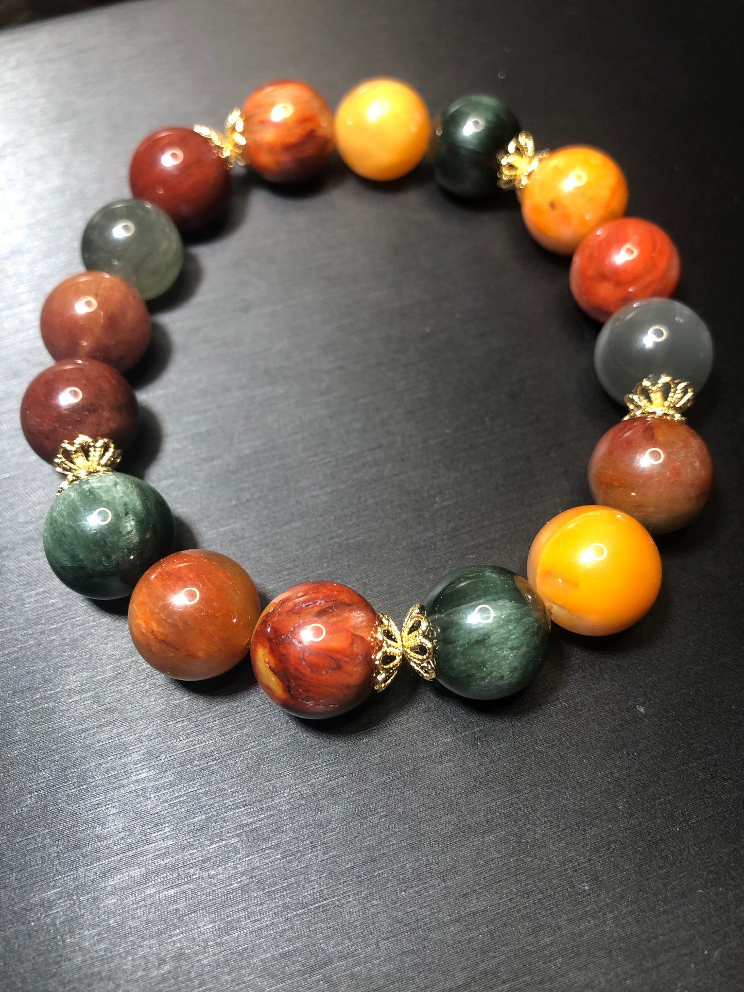 12mm+ Colorful Rutile Quartz Bead Bracelet