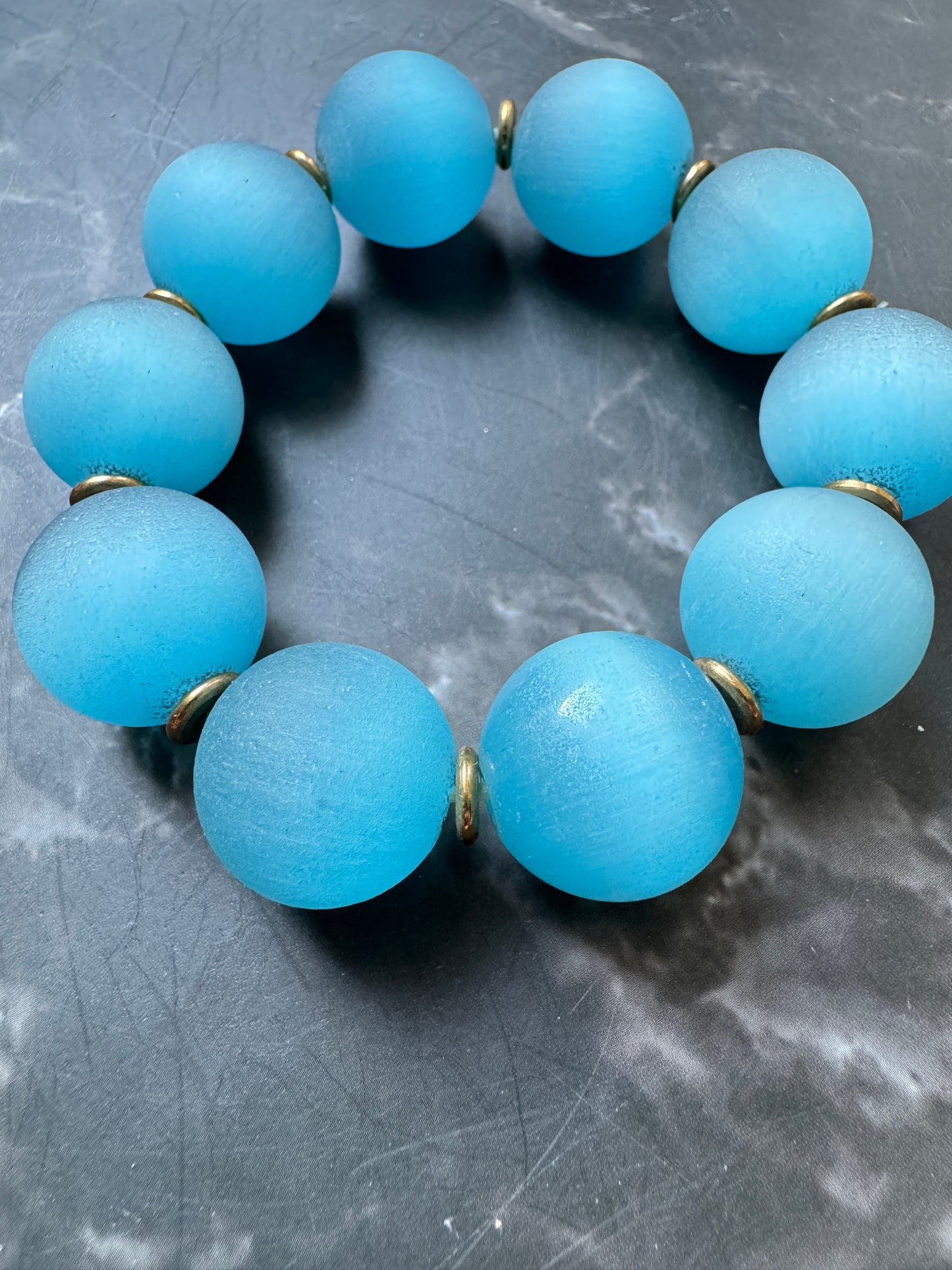 Blue Cat-eyes Glass Beads Bracelet