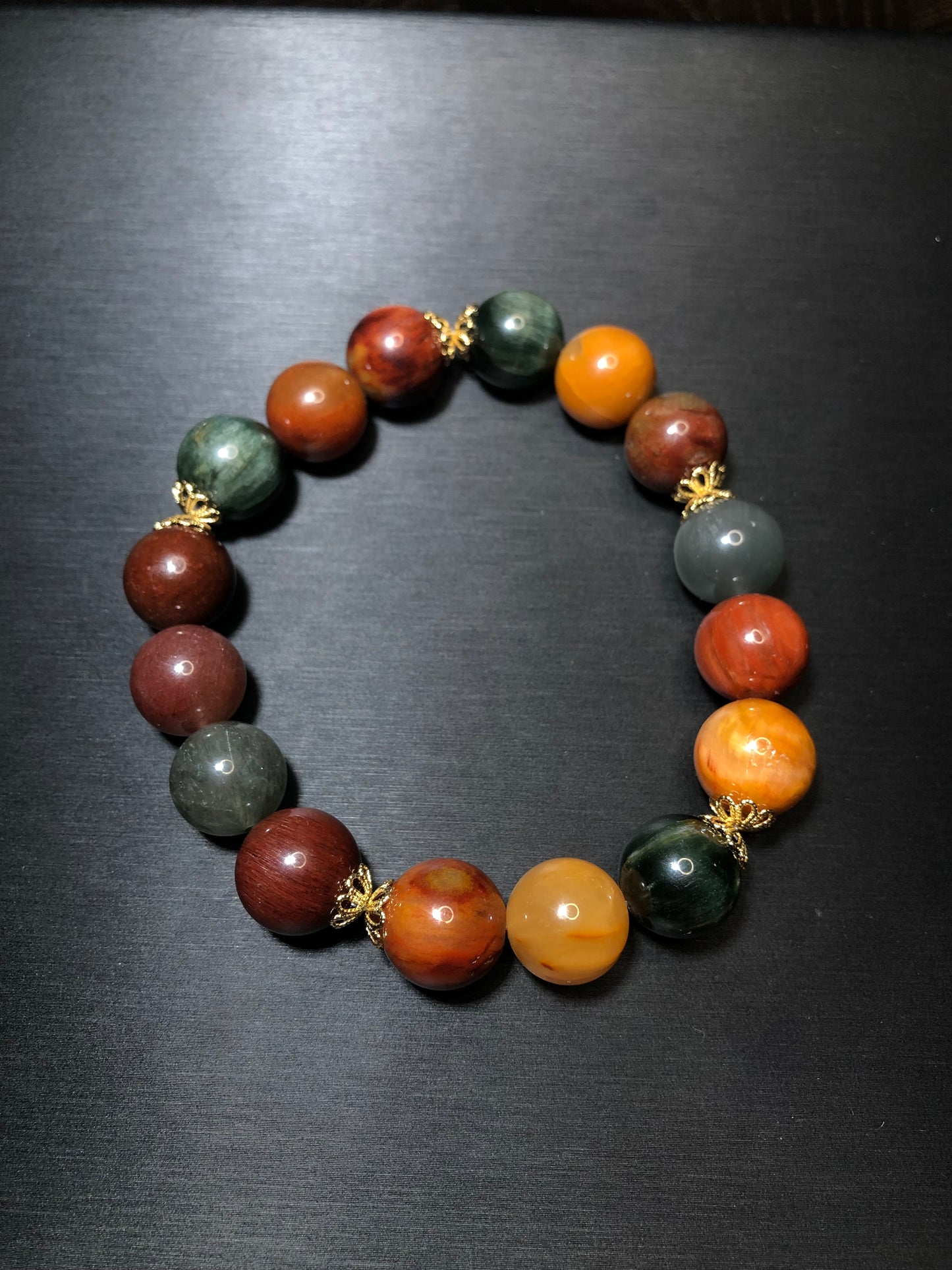 12mm+ Colorful Rutile Quartz Bead Bracelet