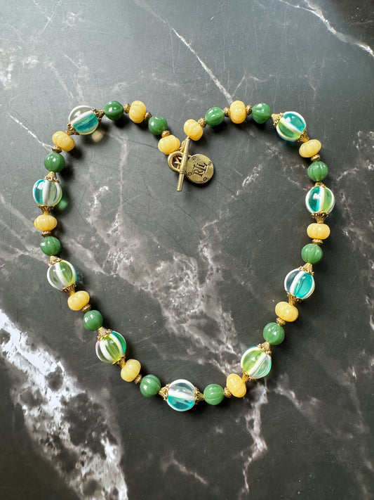 Green Ballons Glass Beads Necklace