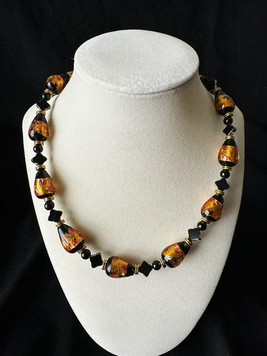 Golden and Black Glaze Necklace