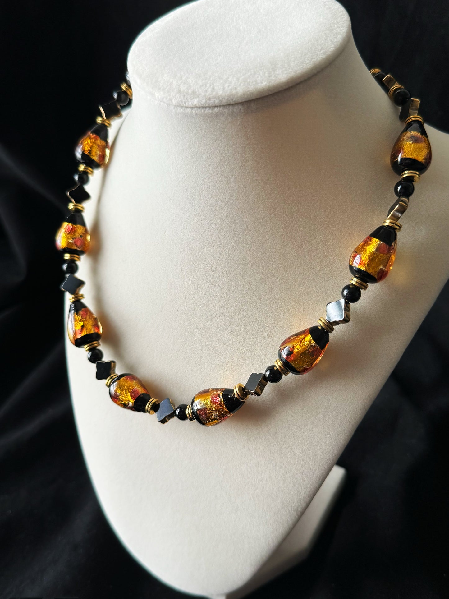 Golden and Black Glaze Necklace