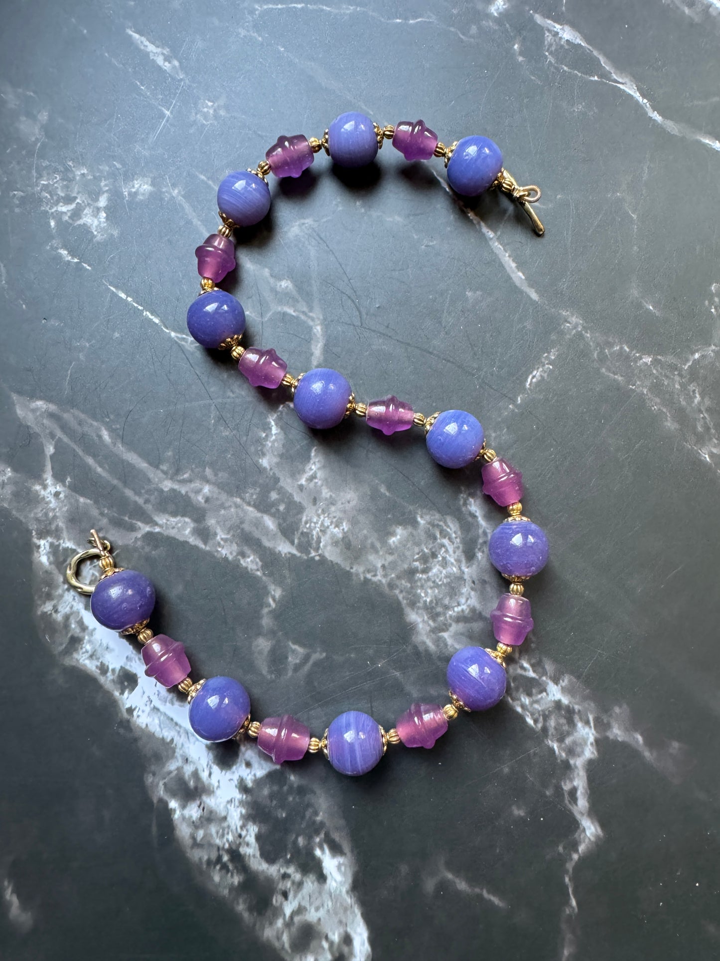 Purple Round Glass Beads Necklace