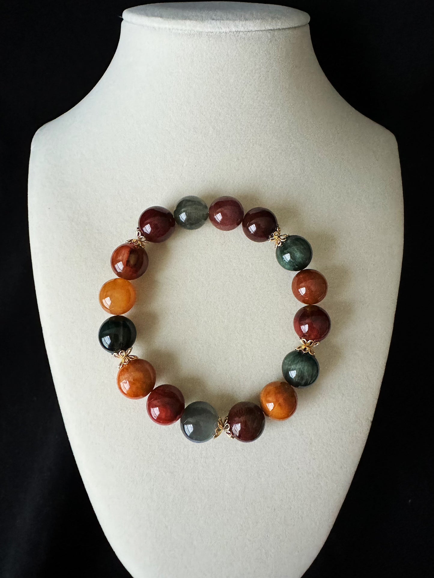 12mm+ Colorful Rutile Quartz Bead Bracelet