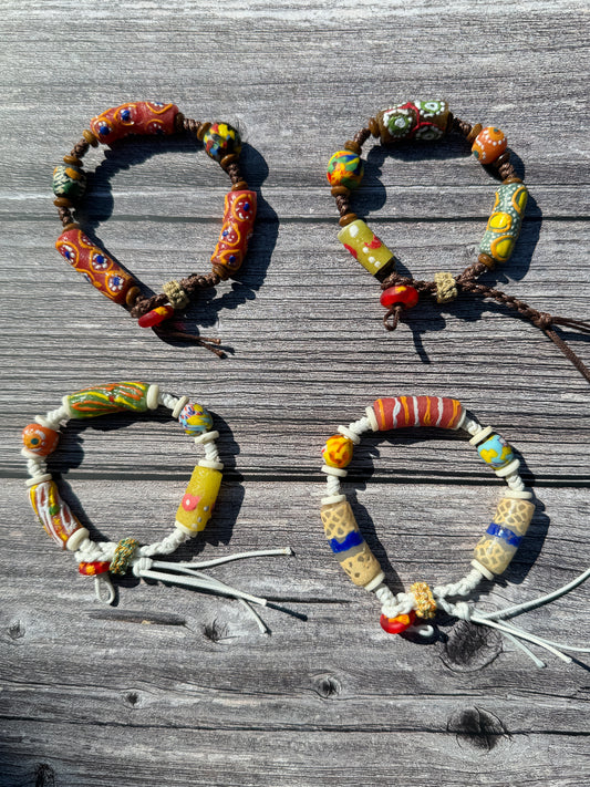 Handmade African Trade Beads Bracelet