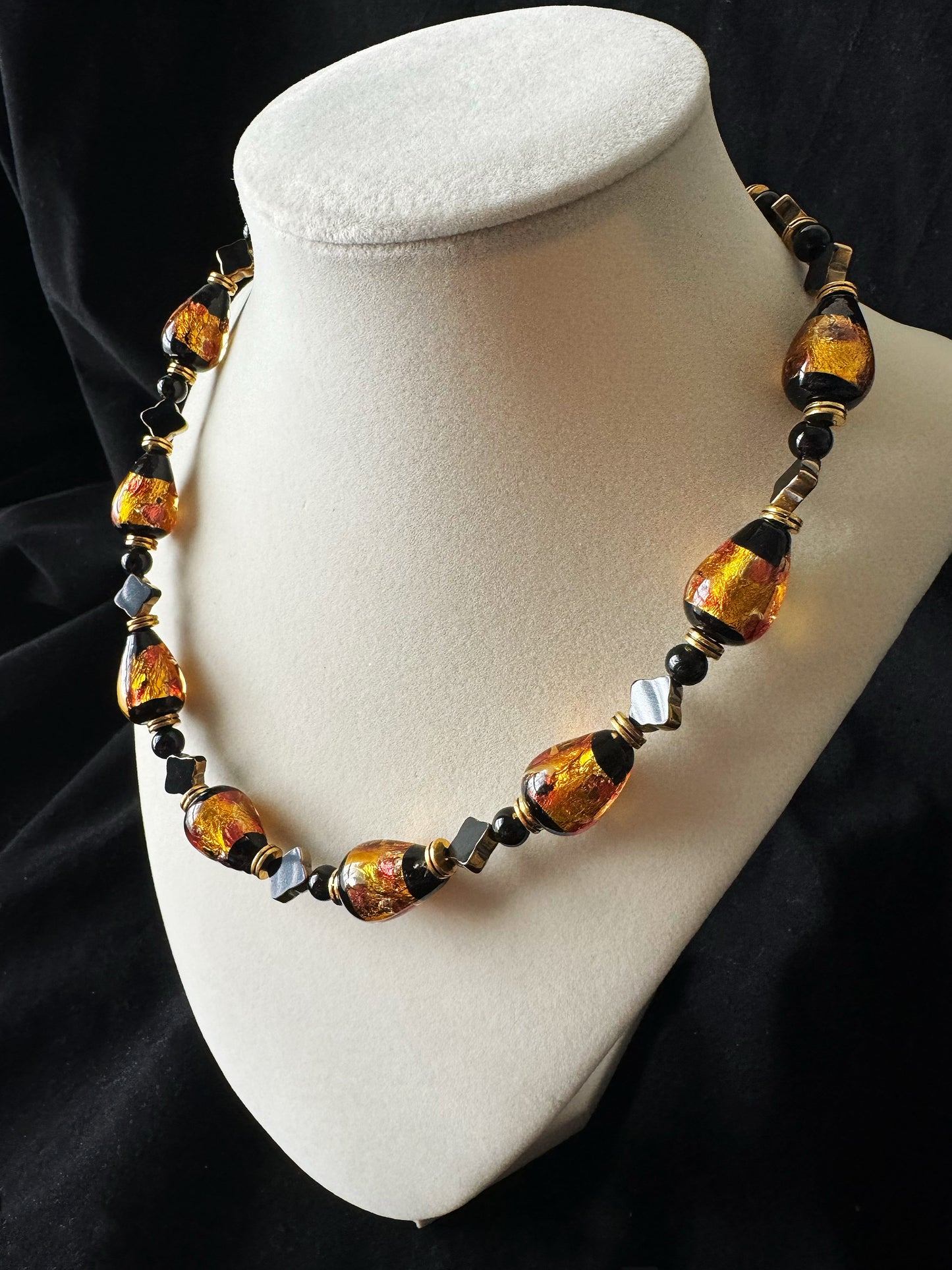 Golden and Black Glaze Necklace