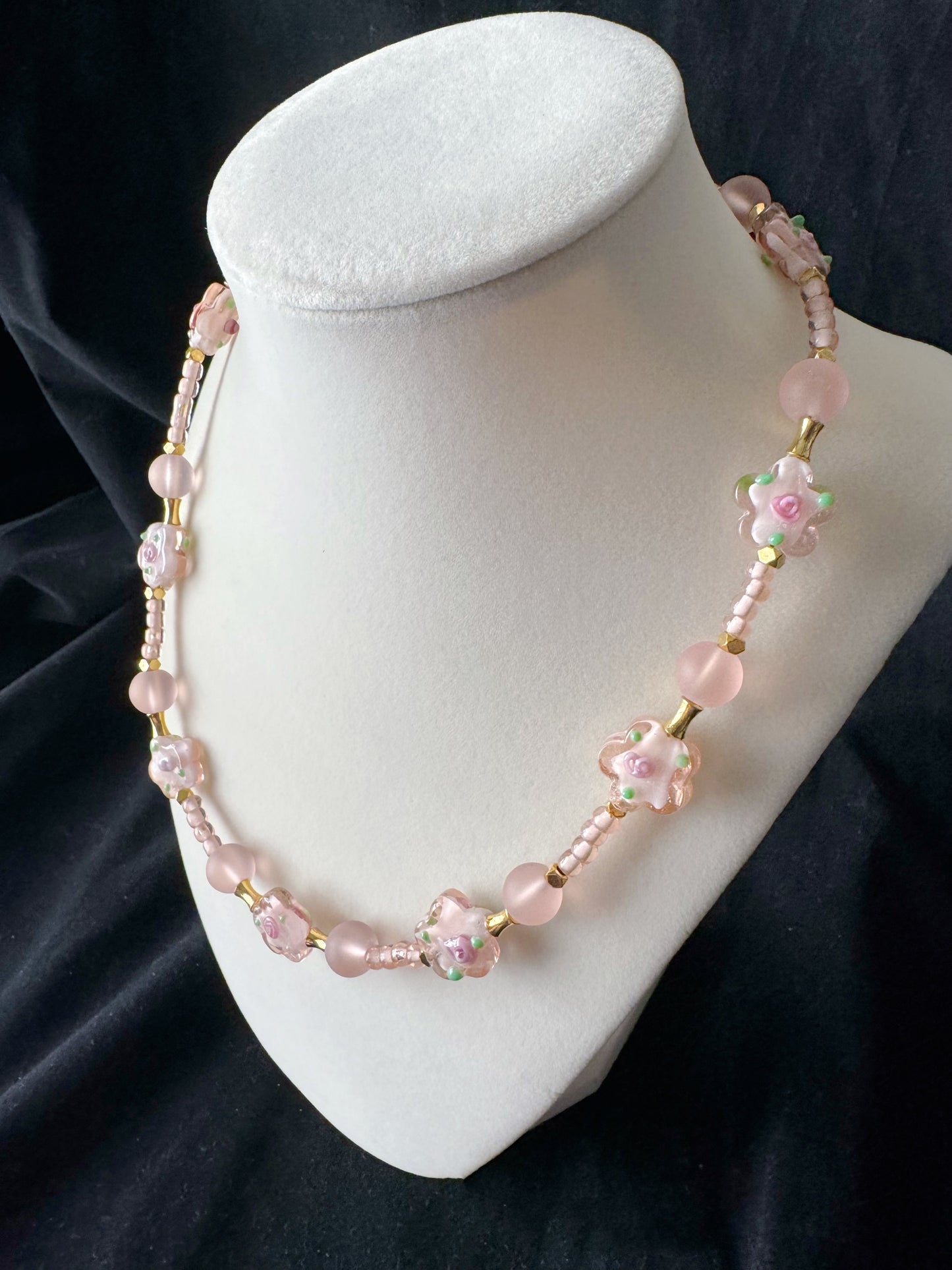 Pink Floral Glaze Necklace