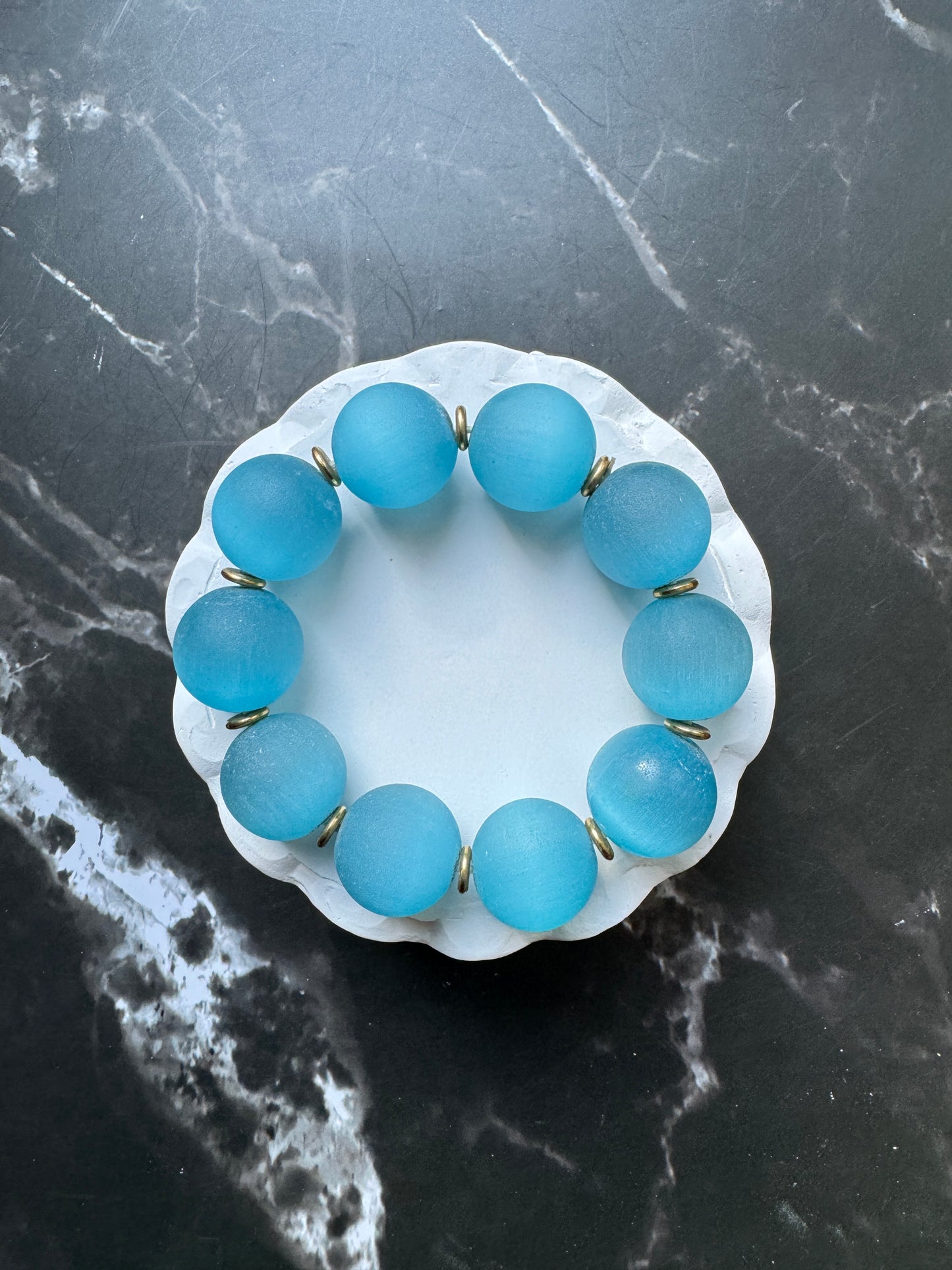 Blue Cat-eyes Glass Beads Bracelet