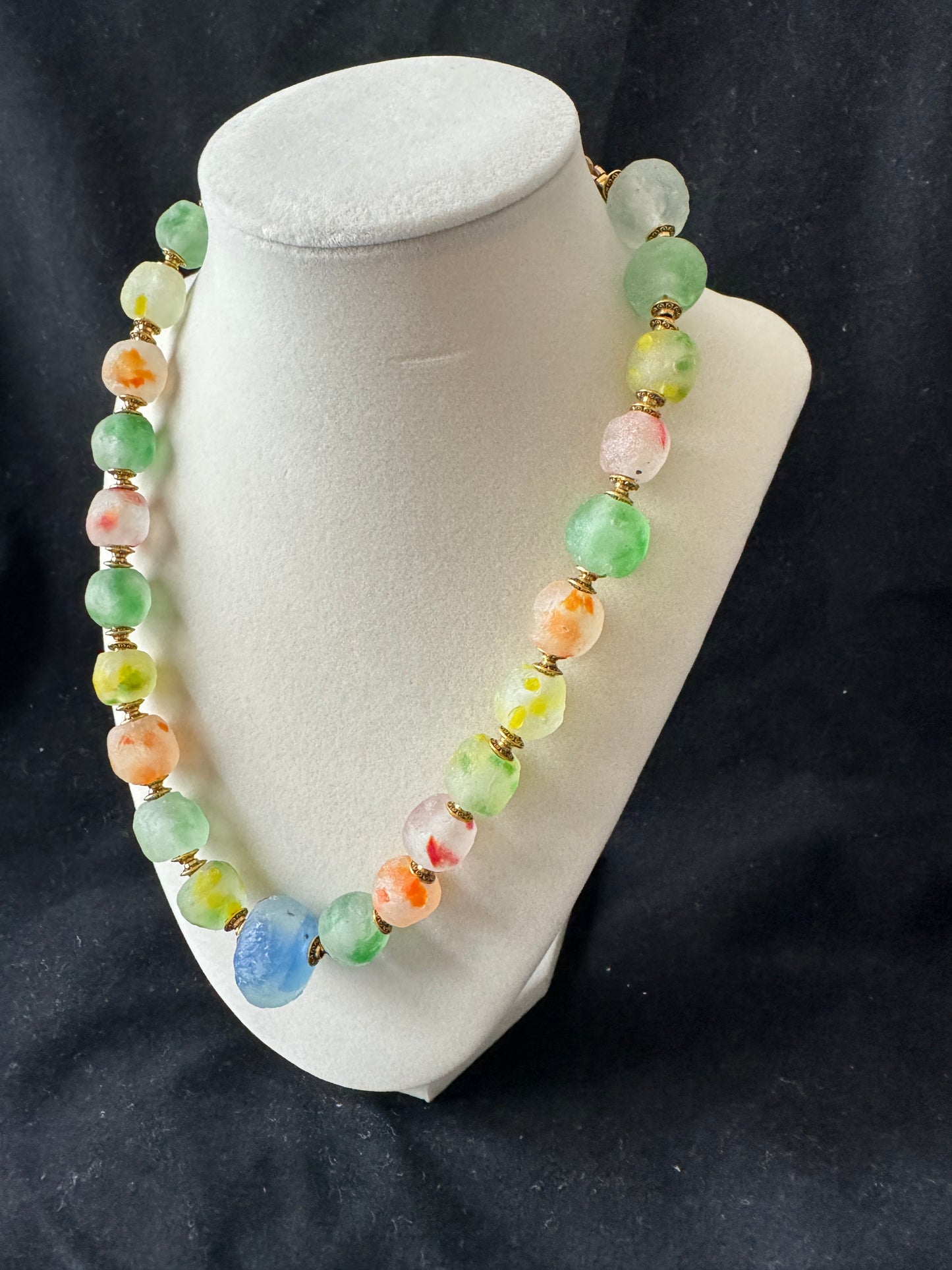 Candy Color African Powder Glass Beads Necklace