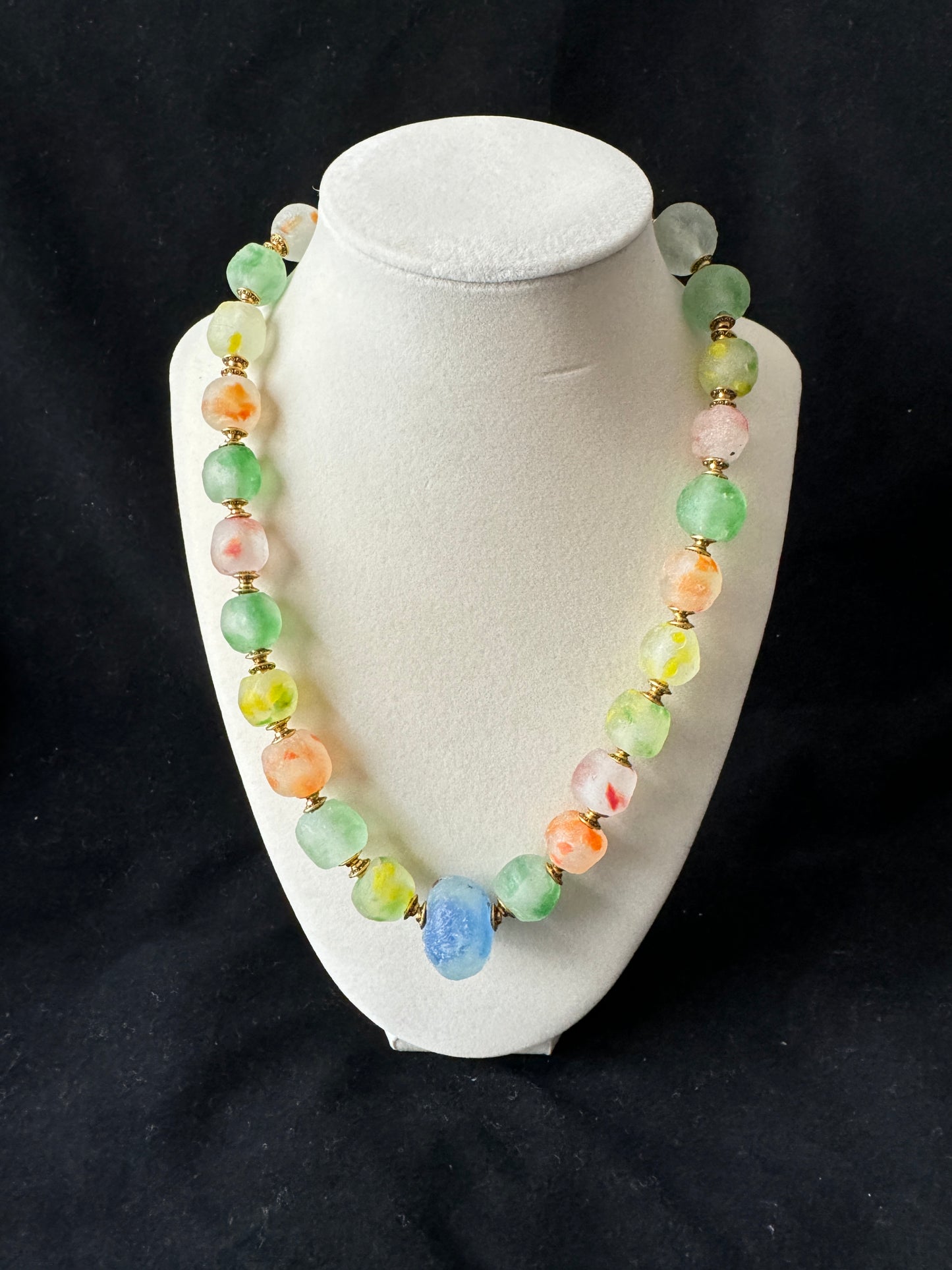 Candy Color African Powder Glass Beads Necklace