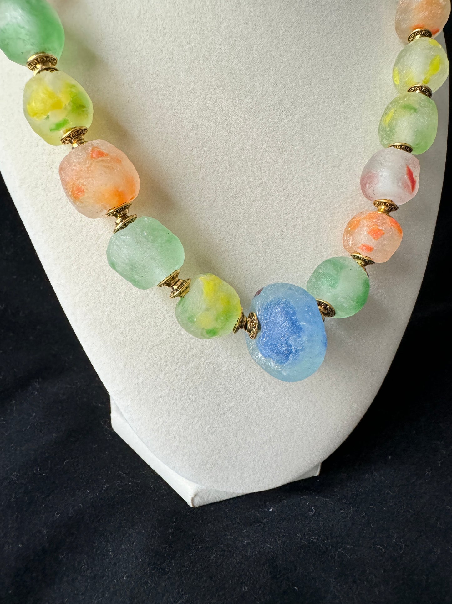 Candy Color African Powder Glass Beads Necklace