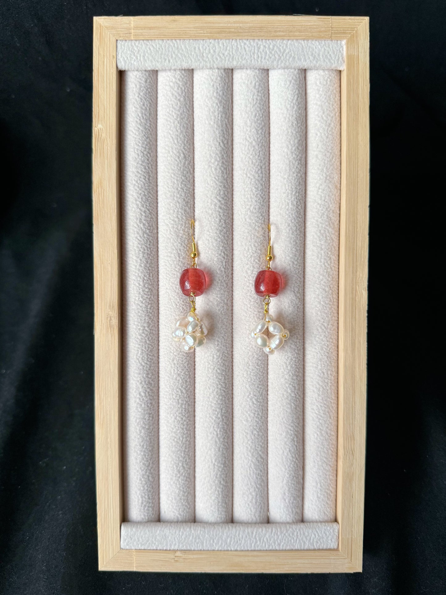 Freshwater Pearls and Pink Colored Glaze Earrings