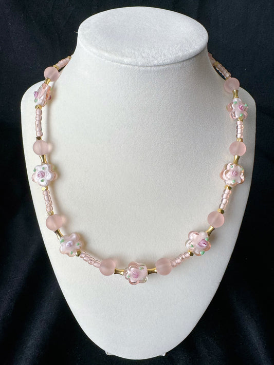 Pink Floral Glaze Necklace