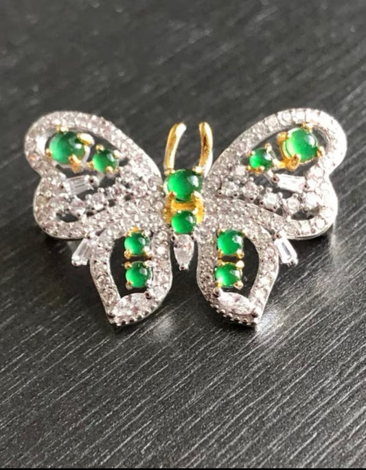 Sterling Silver Butterfly Brooch Pendant, Jadeiet Jade Brooch or Pendant, Multipurpose pendant