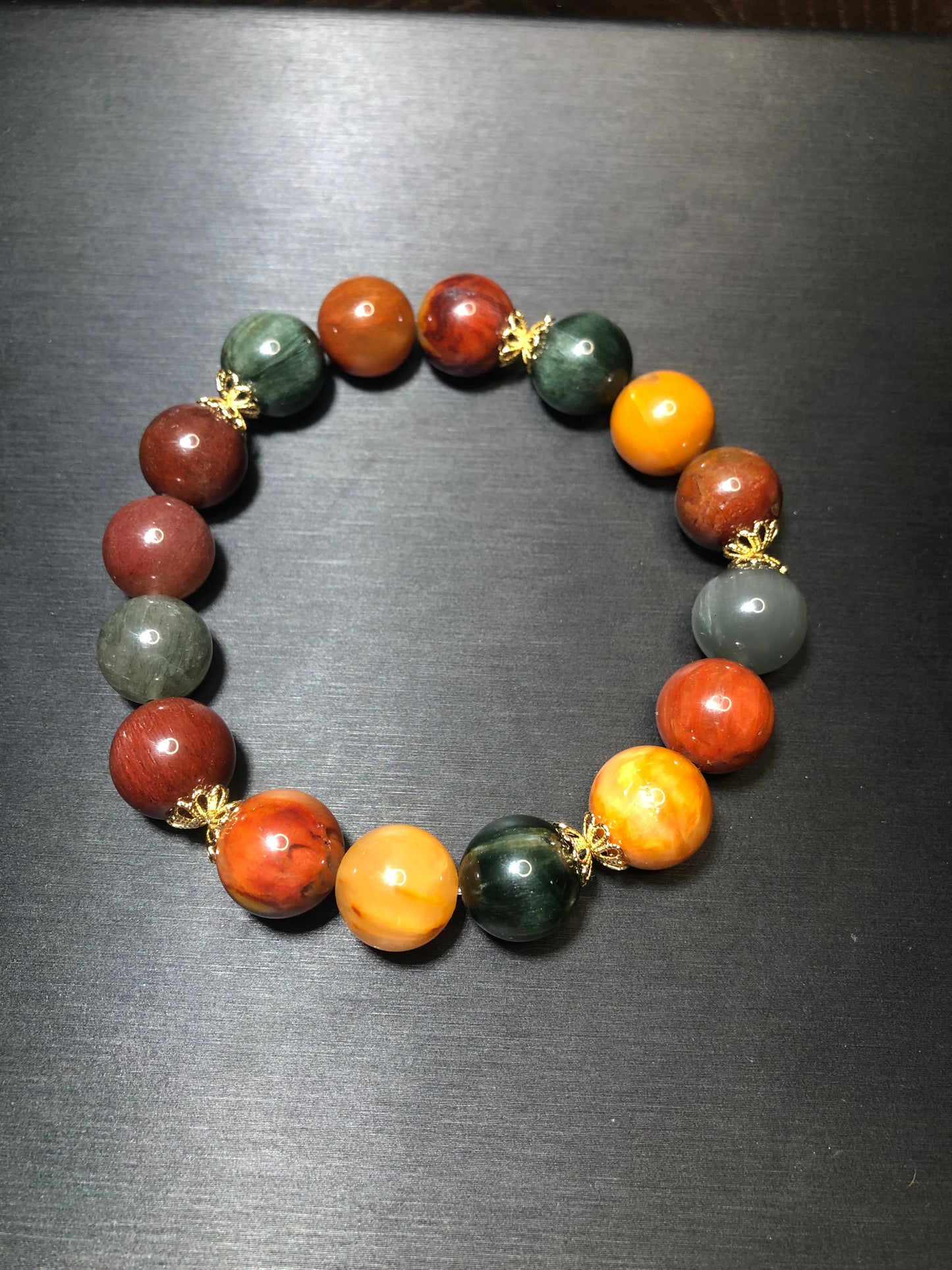 12mm+ Colorful Rutile Quartz Bead Bracelet