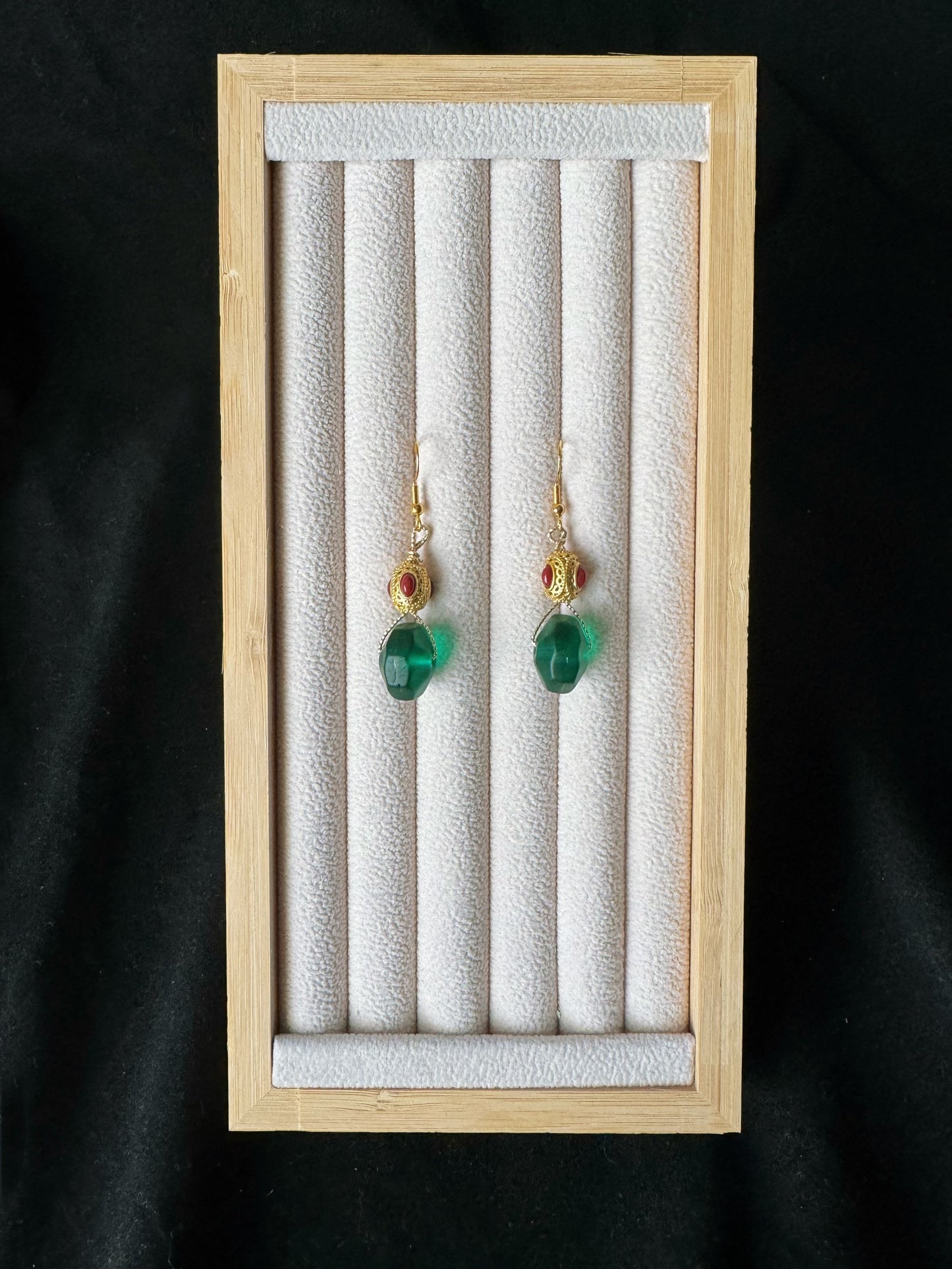 Green Colored Glaze Earrings