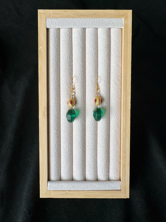 Green Colored Glaze Earrings